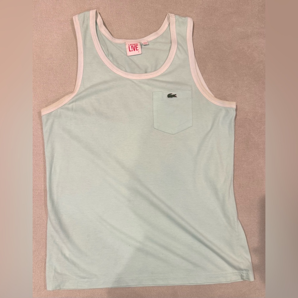 Lacoste Mint Green Tank with White Edging